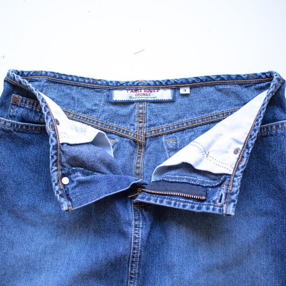 Paris Blues Originals Medium Wash Front Split Midi Jean Skirt Size Small - Picture 3 of 6